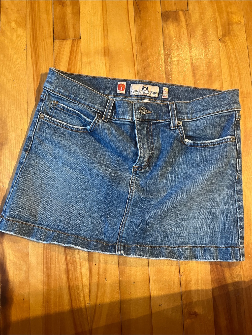 Juicy Couture Medium Blue Denim Mini Skirt with Front Pockets